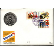 PORTUGAL, 1976, INTERPHIL, CE#1283-85, FDC C/ MEDALHA