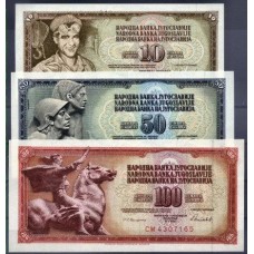 NOTAS - JUGOSLÁVIA - 3 DIFERENTES, papel moeda bancária, UNC (1)