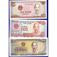 VIETNAM - 3 NOTAS DIFERENTES, papel moeda bancária, UNC (3)
